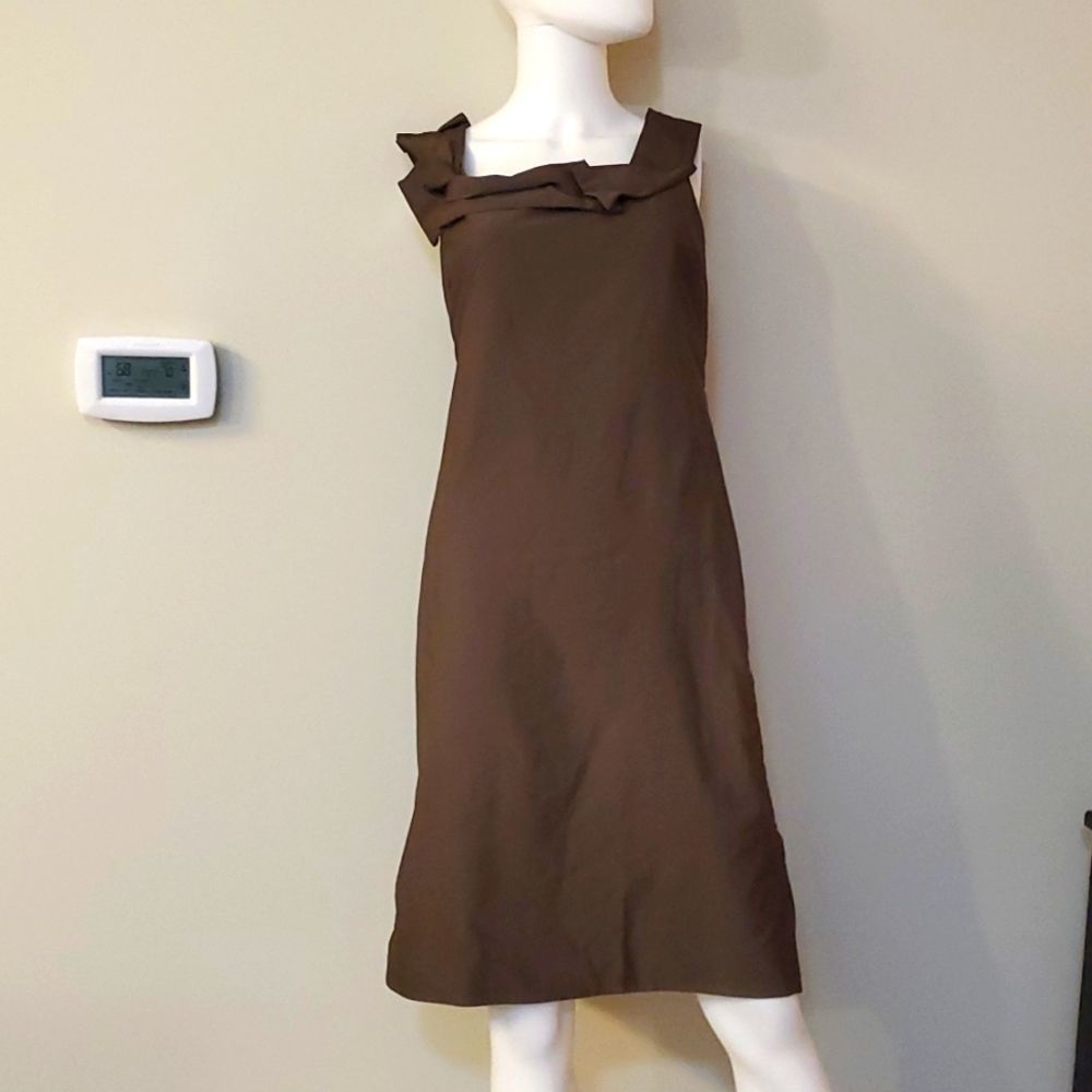 Max Azria sleeveless pluging back cocktail dress, 10, brown
